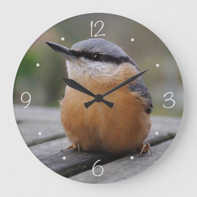 Nuthatch photo large clock (Front)