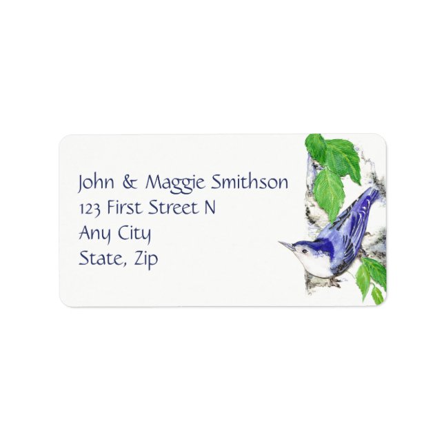 Nuthatch Watercolor Bird Nature custom Address Label (Front)