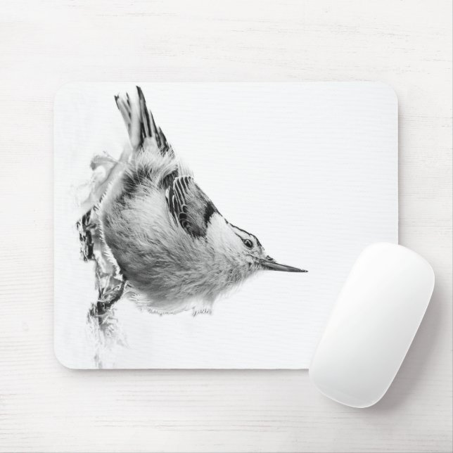 Nuthatch, White Bird Photography Mouse Pad (With Mouse)