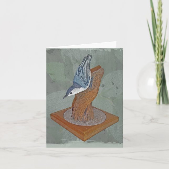 Nuthatch Woodcarving Note Card (Front)