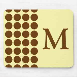 Nutmeg Cream Neutral Dots with monogram Mouse Pad
