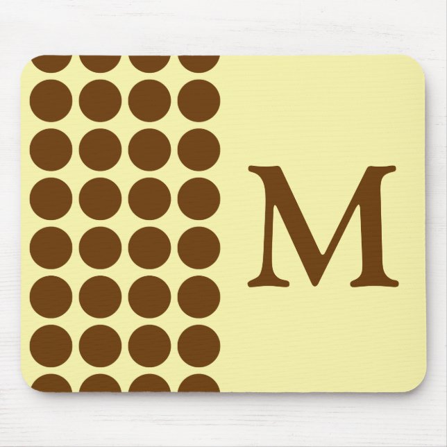 Nutmeg Cream Neutral Dots with monogram Mouse Pad (Front)