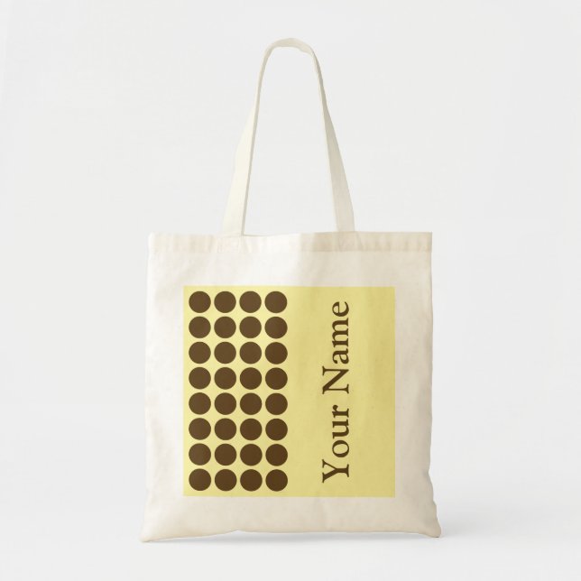 Nutmeg Cream Neutral Dots with name text Tote Bag (Front)