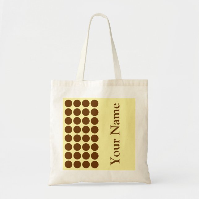 Nutmeg Cream Neutral Dots with name text Tote Bag (Front)