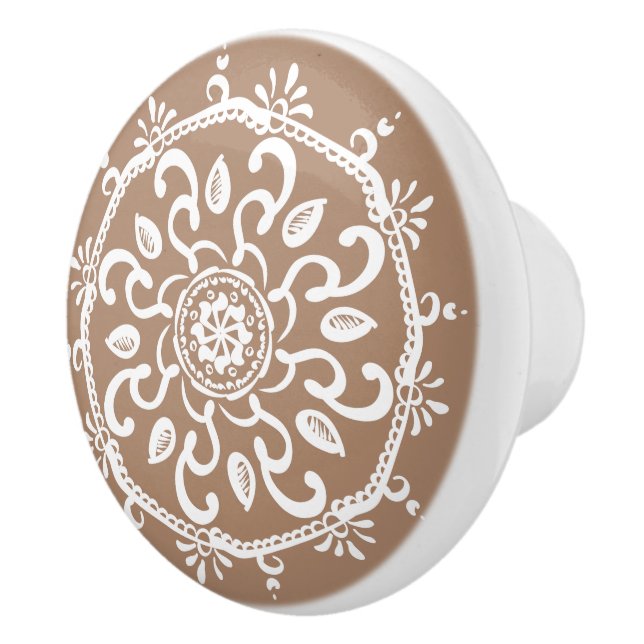 Nutmeg Mandala Ceramic Knob (Right)