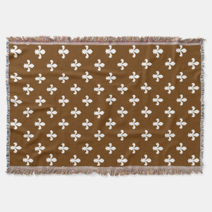 Nutmeg Neutral Fleur de Lys Throw Blanket