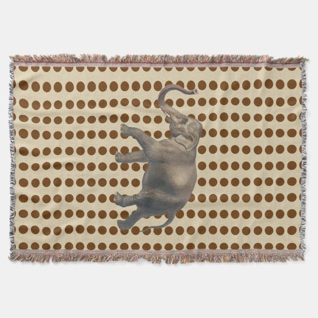 Nutmeg Spice Moods Dots with Elephant Throw Blanket (Front)