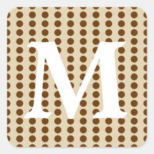 Nutmeg Spice Moods Dots with Monogram Initial Square Sticker