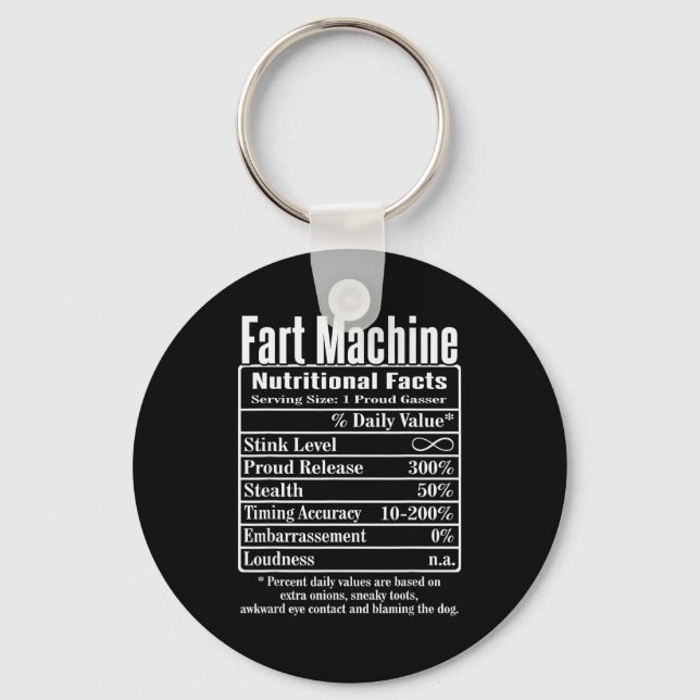 Nutrion Facts Fart Machine Dad Jokes Funny Farting Key Ring (Front)
