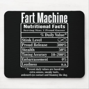 Nutrion Facts Fart Machine Dad Jokes Funny Farting Mouse Pad