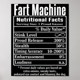Nutrion Facts Fart Machine Dad Jokes Funny Farting Poster
