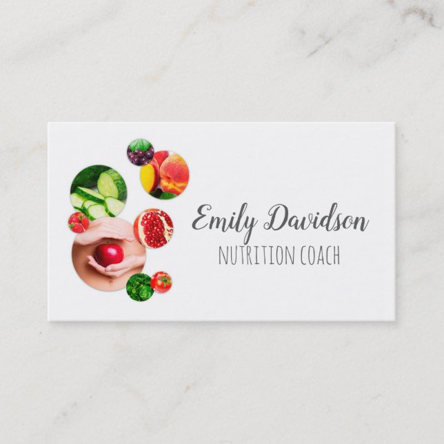 Nutrition Coach Fitness Trainer Healthy Food Diet Business Card (Front)