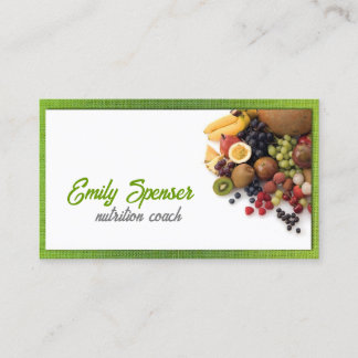 Nutrition Coach Healthy Life Yellow Green Linen Business Card