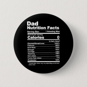 Nutrition Facts 6 Cm Round Badge