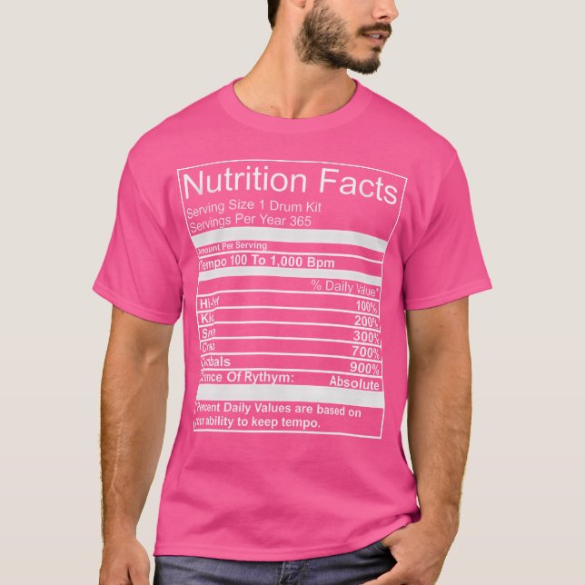 Nutrition Facts Drum 	 Funny Drummer Tee Shirts (Front)