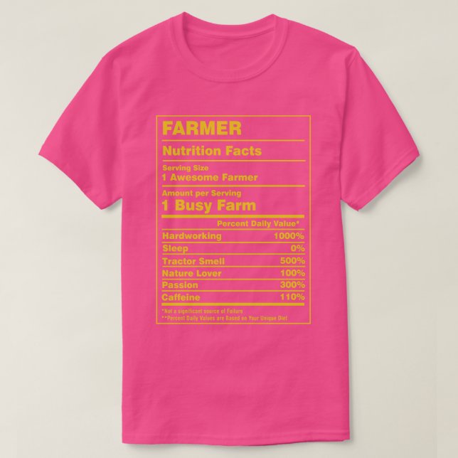 Nutrition Facts Farmer T-Shirt (Design Front)