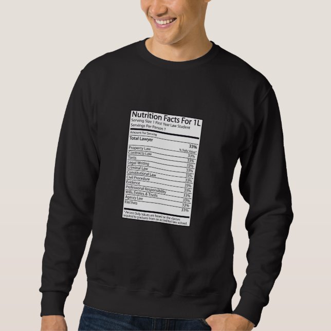 Nutrition Facts For 1L Sweatshirt (Front)