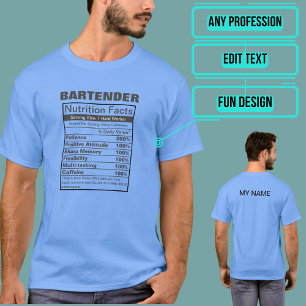 Nutrition Facts Label of Any Hard Worker T-Shirt