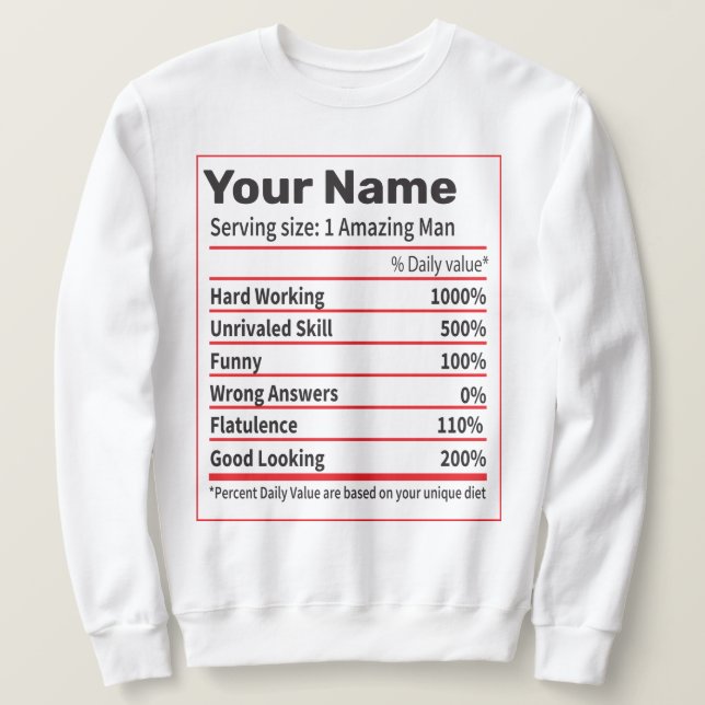 Nutrition Personalised Name Men-Birthday Gift Sweatshirt (Design Front)