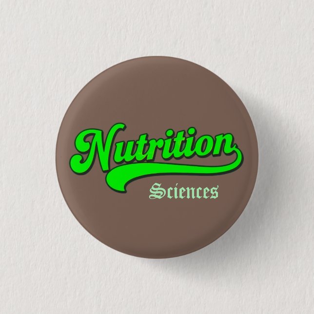 "Nutrition Sciences" Small Dark Brown Button (Front)