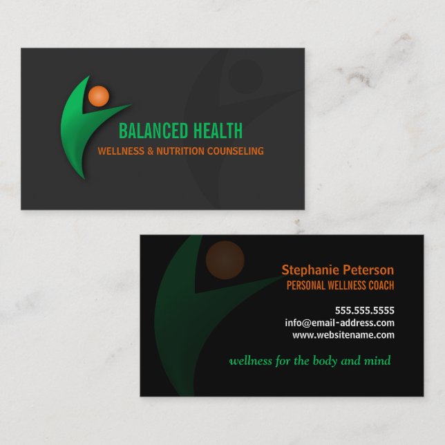 Nutrition Wellness and Fitness Coach Business Card (Front/Back)