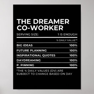 Nutritional Facts Co-worker Work Party Matching Ha Poster