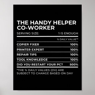 Nutritional Facts Co-worker Work Party Matching Ha Poster