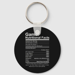 Nutritional Facts Cool Gamer Video Game Funny  Key Ring