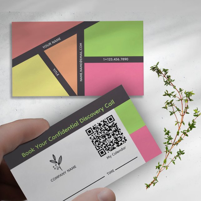 Nutritionist Booking Business Cards with QR code (Unlock the door to your wellness journey with our Booking Business Card.)