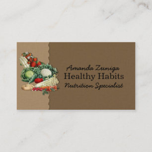 Nutritionist Business Card-Vintage Veggies Business Card