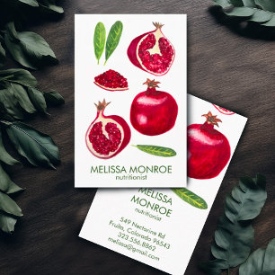 Nutritionist Chef Coach Pomegranates Autumn Fruit Business Card