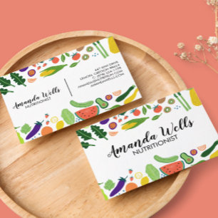 Nutritionist Chef Coach Unique Vegetables Art Business Card