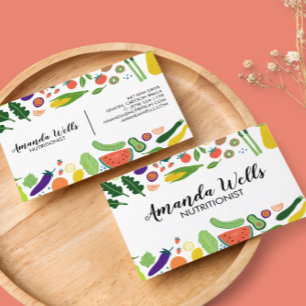 Nutritionist Chef Coach Unique Vegetables Art Business Card