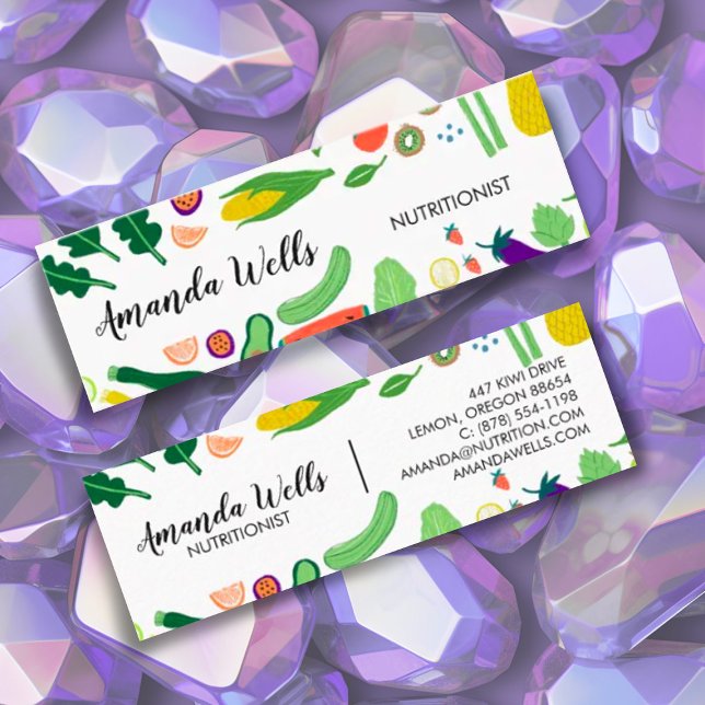 Nutritionist Chef Coach Unique Vegetables Art Mini Business Card (Creator Uploaded)