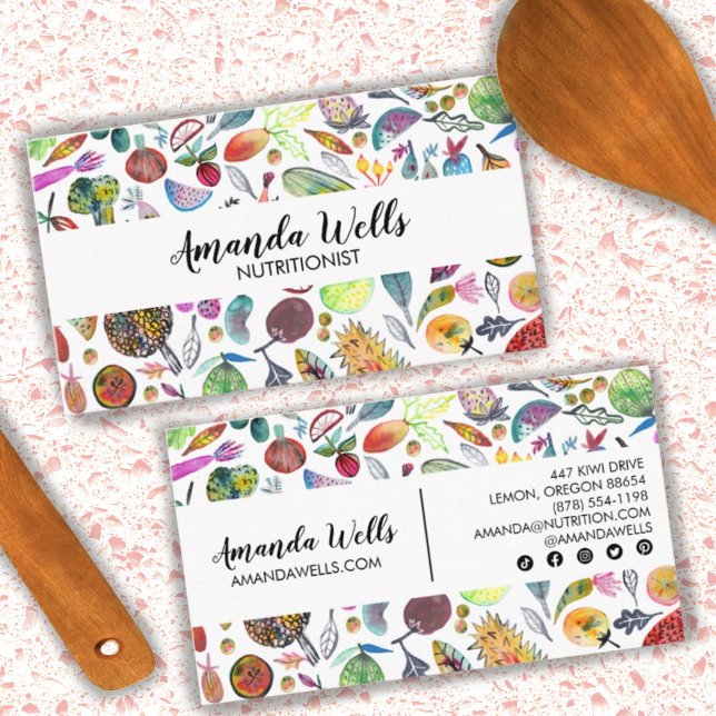 Nutritionist Chef Dietician Unique Veggies Fruits Business Card (Creator Uploaded)