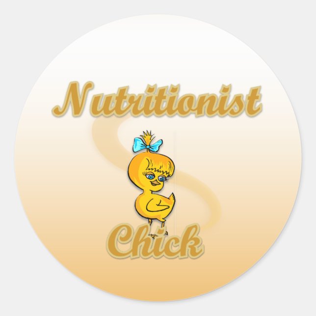 Nutritionist Chick Classic Round Sticker (Front)