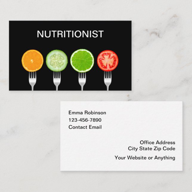 Nutritionist Diet Advisor Business Cards (Front/Back)