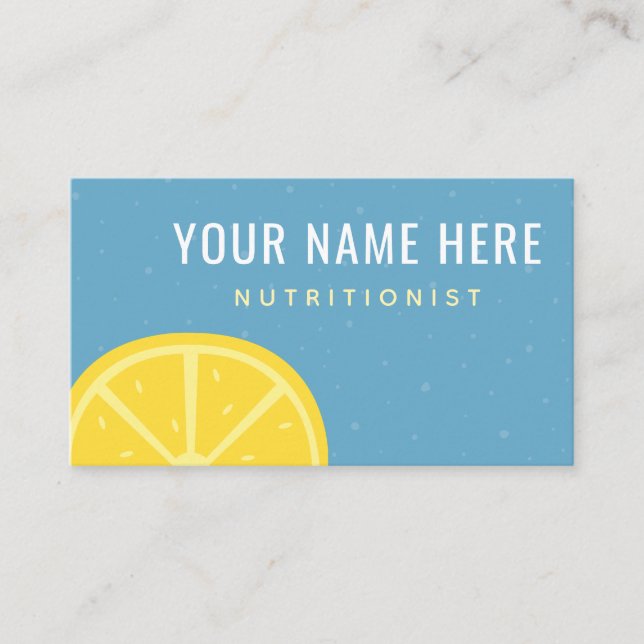 Nutritionist Dietician Lemon Citrus Social Media   Business Card (Front)