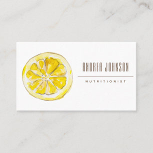 Nutritionist Dietician Simple Minimal Citrus Lemon Business Card