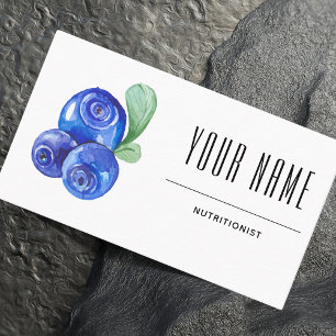 Nutritionist Dietician Simple Watercolor Blueberry Business Card
