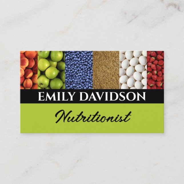 Nutritionist Dietist Healthy Life Fresh Green Business Card (Front)