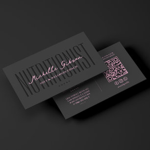 Nutritionist Dietitian Wellness Coach Pink Black Business Card