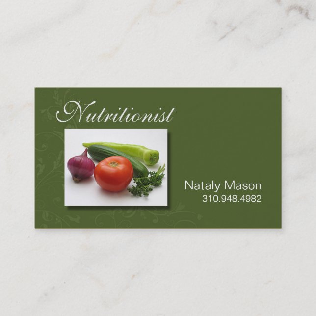 "Nutritionist" Food Coach, Healthy, Weight Loss Business Card (Front)