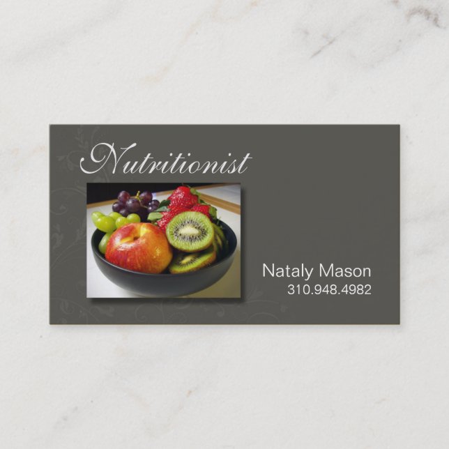 "Nutritionist" Food Coach, Healthy, Weight Loss Business Card (Front)