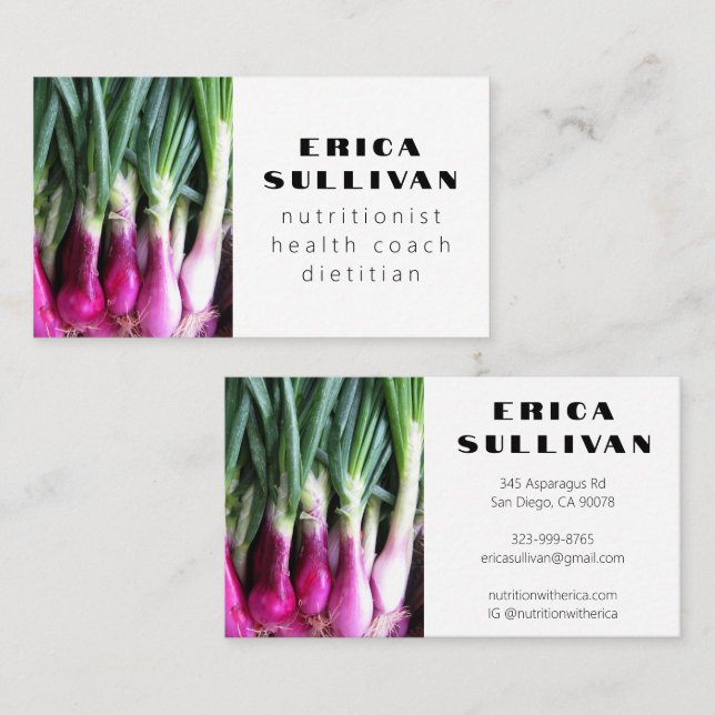 Nutritionist Health Coach Chef Diet Veggies Photo  Business Card (Front/Back)