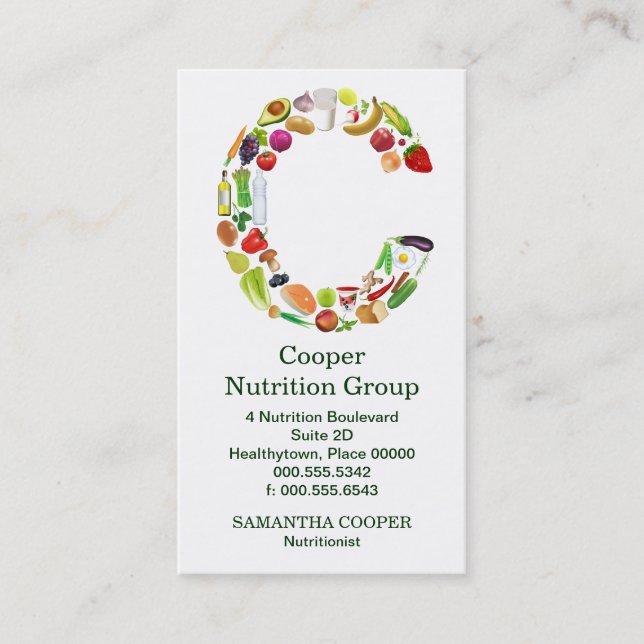 Nutritionist Monogram C Appointment Card (Front)