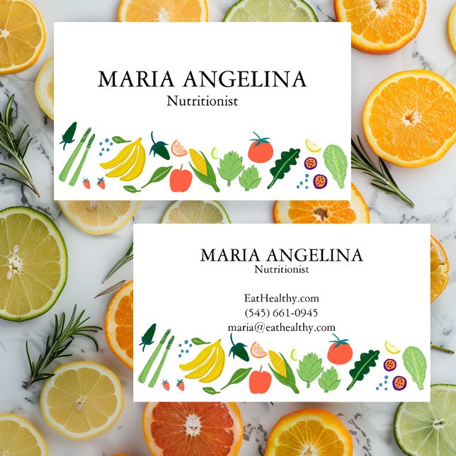 Nutritionist Personal Chef Modern Cool Veggies Business Card (Nutritionist Personal Chef Modern Cute Fruits Veggies Business Card
)