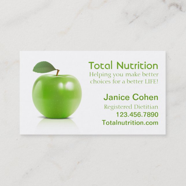 Nutritionist with Apple Business Card (Back)