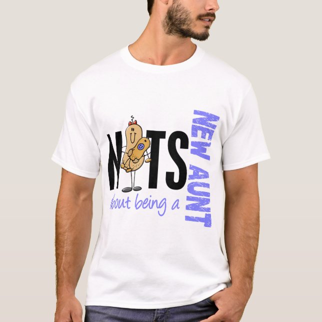 Nuts About Being A New Aunt 1 Blue T-Shirt (Front)