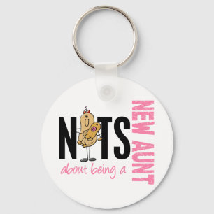 Nuts About Being A New Aunt 1 Pink Key Ring